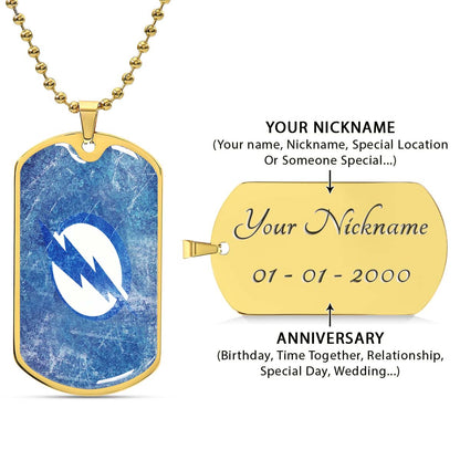 Hockey Dog Tag Necklace - HKD003 - Tampa Bay Lightning - Military Ball Chain