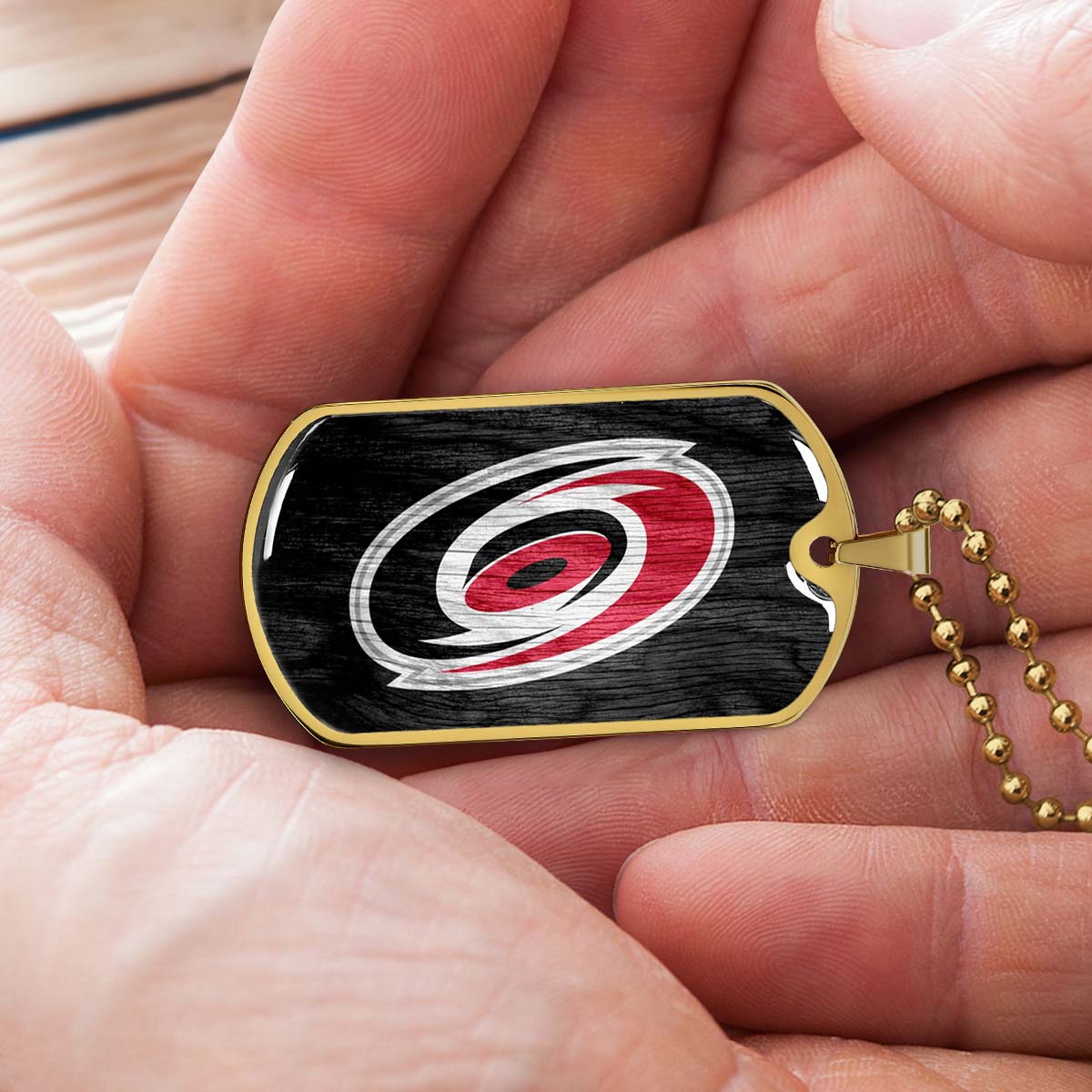 Hockey Dog Tag Necklace - HKD004 - Carolina Hurricanes - Military Ball Chain