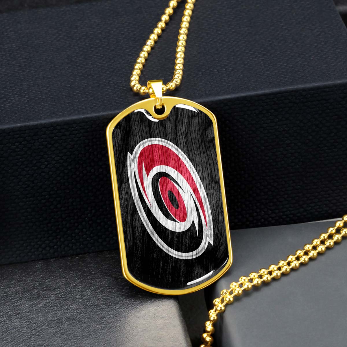 Hockey Dog Tag Necklace - HKD004 - Carolina Hurricanes - Military Ball Chain