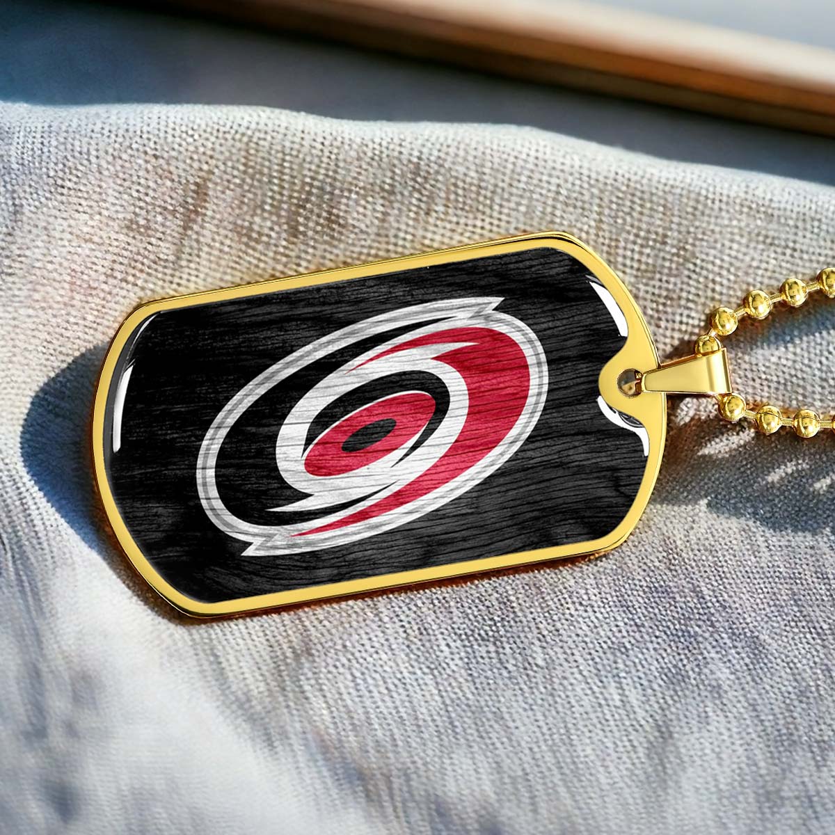 Hockey Dog Tag Necklace - HKD004 - Carolina Hurricanes - Military Ball Chain