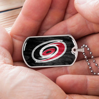 Hockey Dog Tag Necklace - HKD004 - Carolina Hurricanes - Military Ball Chain