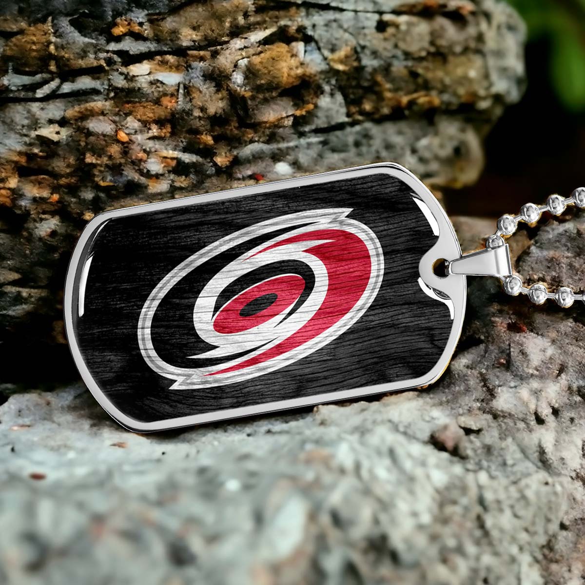 Hockey Dog Tag Necklace - HKD004 - Carolina Hurricanes - Military Ball Chain