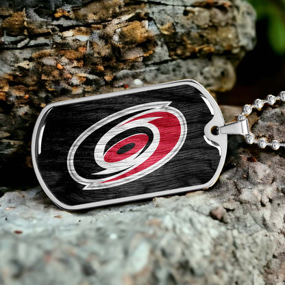 Hockey Dog Tag Necklace - HKD004 - Carolina Hurricanes - Military Ball Chain