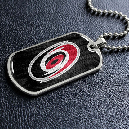 Hockey Dog Tag Necklace - HKD004 - Carolina Hurricanes - Military Ball Chain