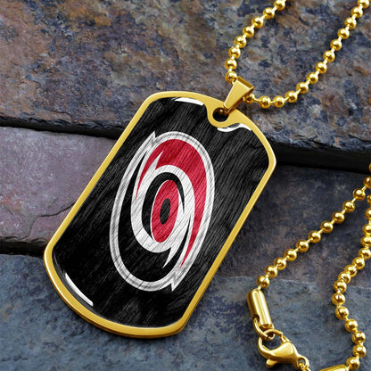 Hockey Dog Tag Necklace - HKD004 - Carolina Hurricanes - Military Ball Chain