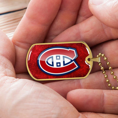 Hockey Dog Tag Necklace - HKD005 - Canadiens - Military Ball Chain