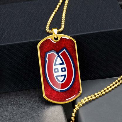 Hockey Dog Tag Necklace - HKD005 - Canadiens - Military Ball Chain