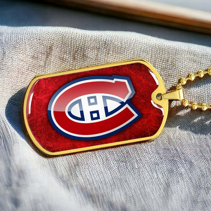 Hockey Dog Tag Necklace - HKD005 - Canadiens - Military Ball Chain