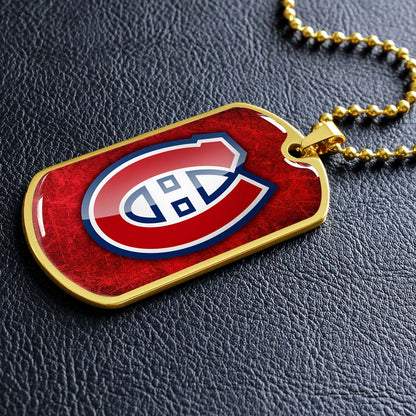 Hockey Dog Tag Necklace - HKD005 - Canadiens - Military Ball Chain