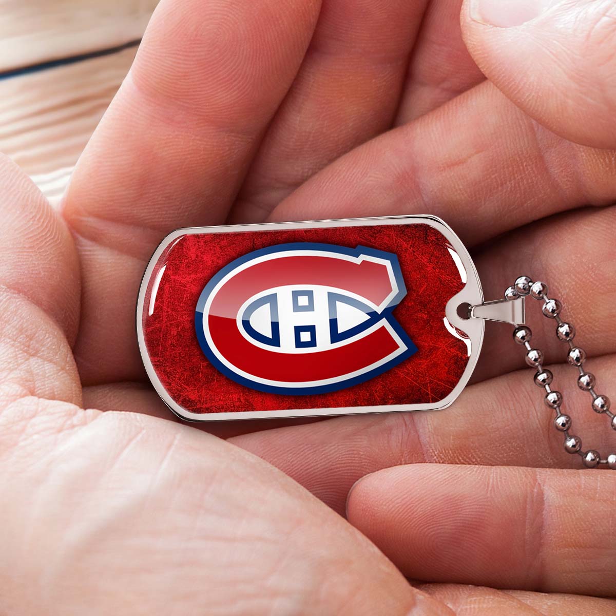 Hockey Dog Tag Necklace - HKD005 - Canadiens - Military Ball Chain