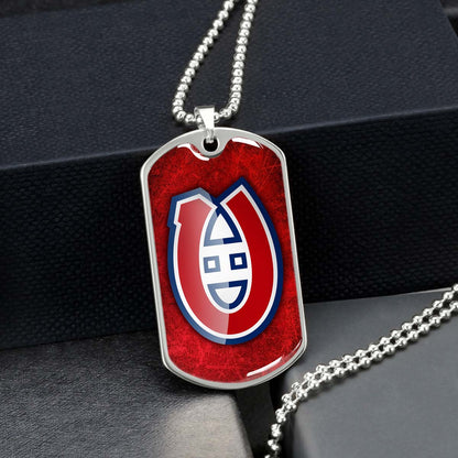 Hockey Dog Tag Necklace - HKD005 - Canadiens - Military Ball Chain