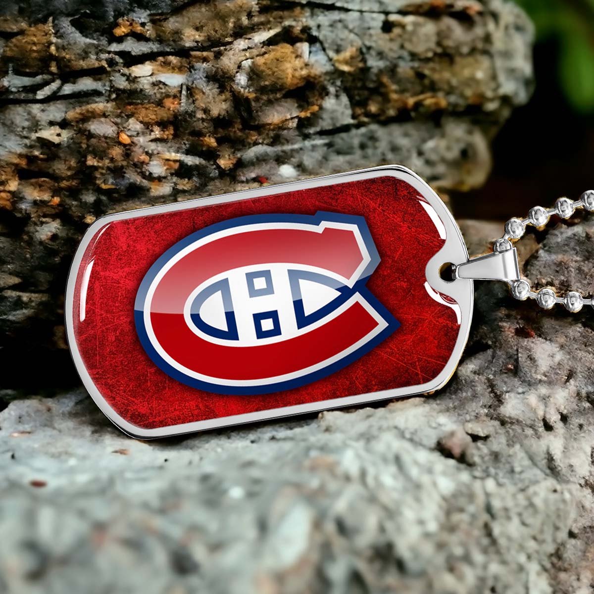 Hockey Dog Tag Necklace - HKD005 - Canadiens - Military Ball Chain