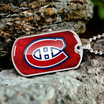 Hockey Dog Tag Necklace - HKD005 - Canadiens - Military Ball Chain