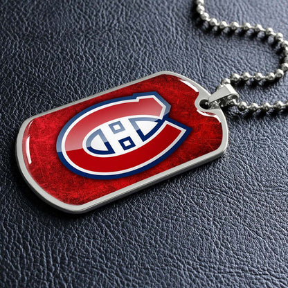 Hockey Dog Tag Necklace - HKD005 - Canadiens - Military Ball Chain