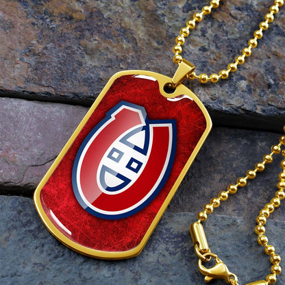 Hockey Dog Tag Necklace - HKD005 - Canadiens - Military Ball Chain