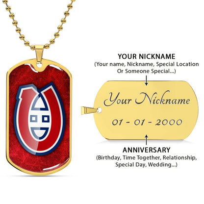 Hockey Dog Tag Necklace - HKD005 - Canadiens - Military Ball Chain