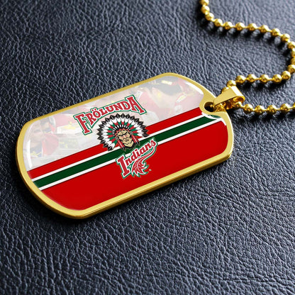 Hockey Dog Tag Necklace - HKD006 - Frolunda Indians - FHC Golden - Military Ball Chain