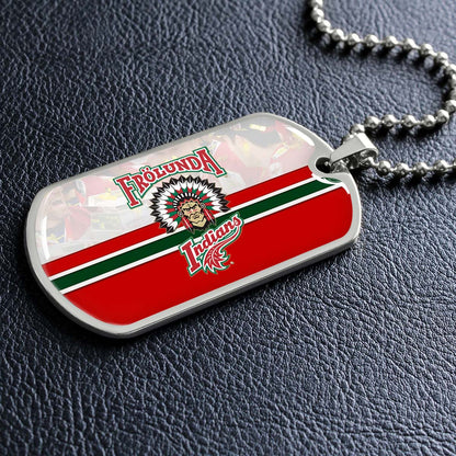 Hockey Dog Tag Necklace - HKD006 - Frolunda Indians - FHC Golden - Military Ball Chain