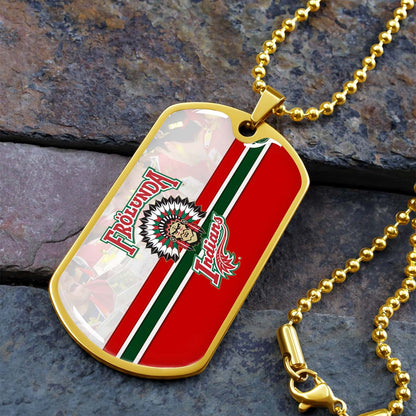 Hockey Dog Tag Necklace - HKD006 - Frolunda Indians - FHC Golden - Military Ball Chain