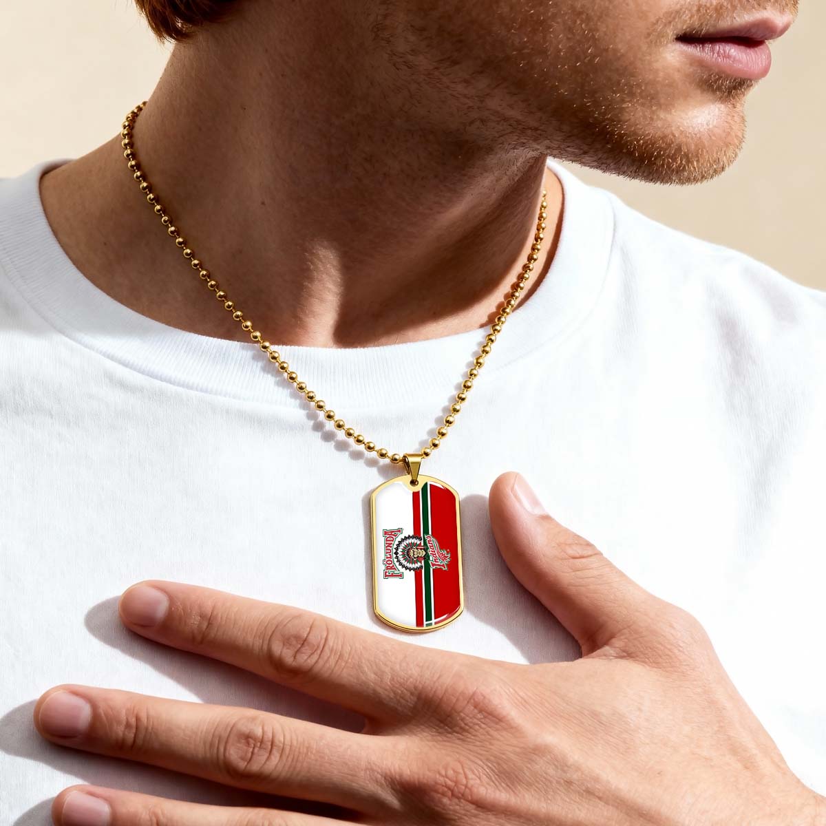 Hockey Dog Tag Necklace - HKD007 - Frolunda Indians - FHC Golden - Military Ball Chain