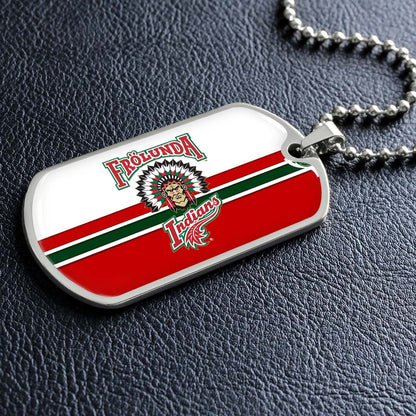 Hockey Dog Tag Necklace - HKD007 - Frolunda Indians - FHC Golden - Military Ball Chain