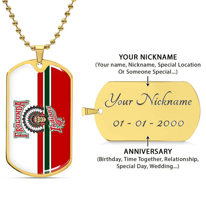 Hockey Dog Tag Necklace - HKD007 - Frolunda Indians - FHC Golden - Military Ball Chain