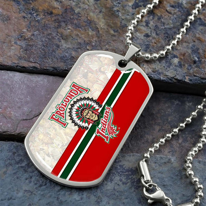 Hockey Dog Tag Necklace - HKD008 - Frolunda Indians - FHC Golden - Military Ball Chain