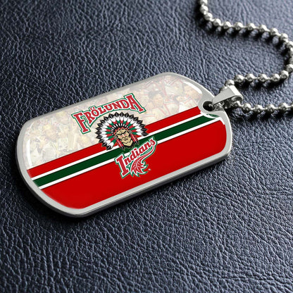 Hockey Dog Tag Necklace - HKD008 - Frolunda Indians - FHC Golden - Military Ball Chain