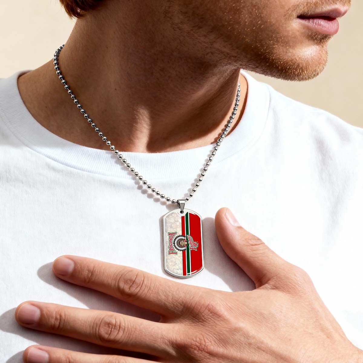 Hockey Dog Tag Necklace - HKD008 - Frolunda Indians - FHC Golden - Military Ball Chain