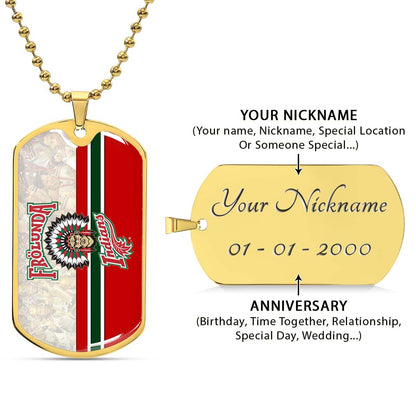 Hockey Dog Tag Necklace - HKD008 - Frolunda Indians - FHC Golden - Military Ball Chain