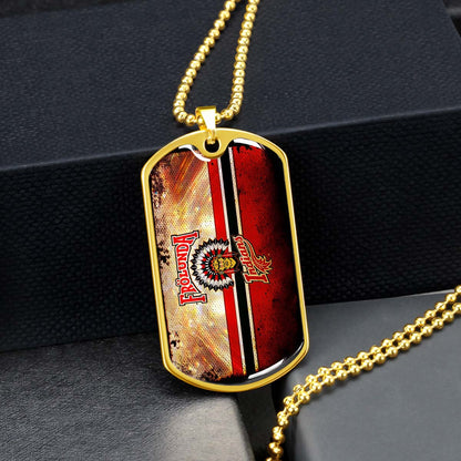 Hockey Dog Tag Necklace - HKD009 - Frolunda Indians - FHC Golden - Military Ball Chain