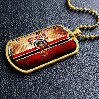 Hockey Dog Tag Necklace - HKD009 - Frolunda Indians - FHC Golden - Military Ball Chain