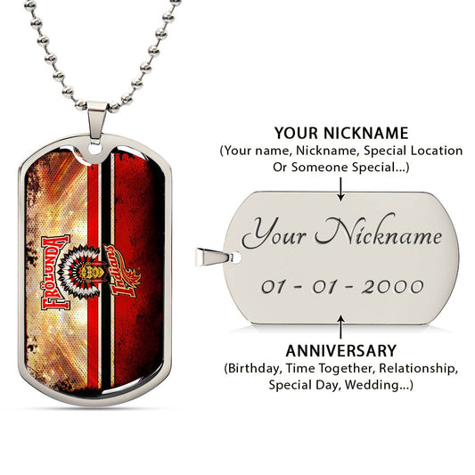 Hockey Dog Tag Necklace - HKD009 - Frolunda Indians - FHC Golden - Military Ball Chain