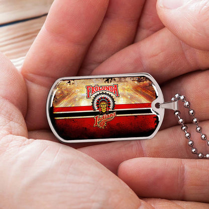 Hockey Dog Tag Necklace - HKD009 - Frolunda Indians - FHC Golden - Military Ball Chain