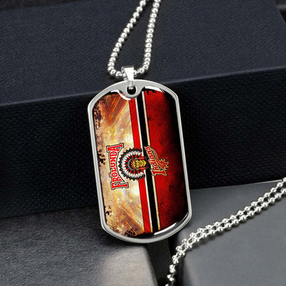 Hockey Dog Tag Necklace - HKD009 - Frolunda Indians - FHC Golden - Military Ball Chain