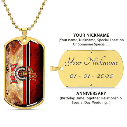 Hockey Dog Tag Necklace - HKD009 - Frolunda Indians - FHC Golden - Military Ball Chain