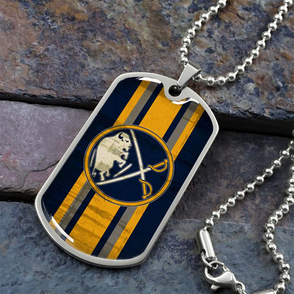 Hockey Dog Tag Necklace - HKD012 - Buffalo Sabres - Military Ball Chain