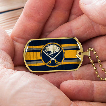 Hockey Dog Tag Necklace - HKD012 - Buffalo Sabres - Military Ball Chain