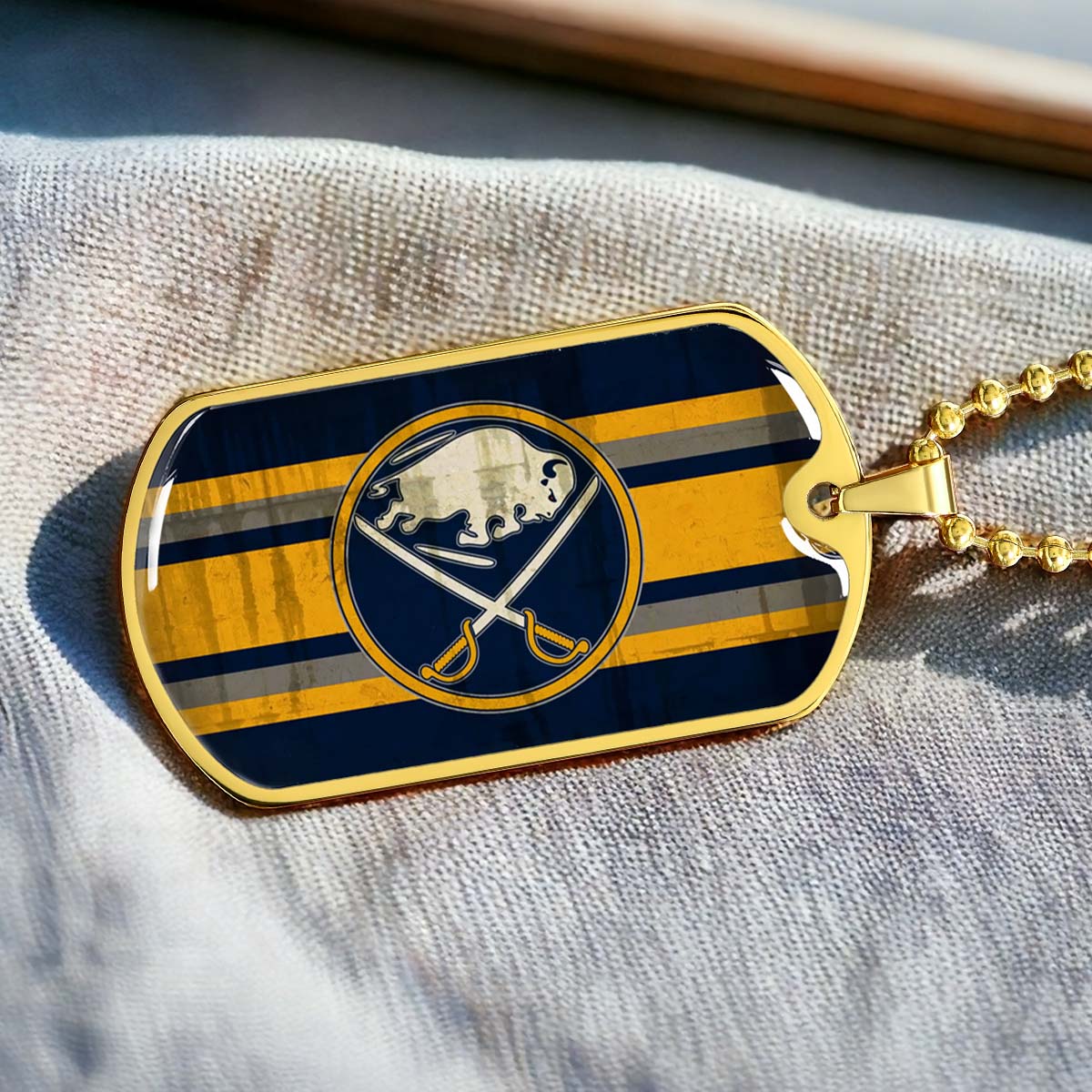 Hockey Dog Tag Necklace - HKD012 - Buffalo Sabres - Military Ball Chain