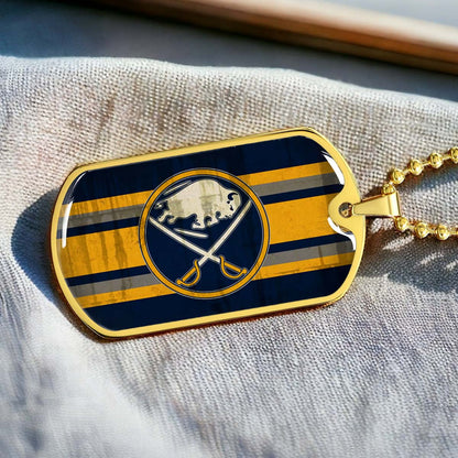 Hockey Dog Tag Necklace - HKD012 - Buffalo Sabres - Military Ball Chain