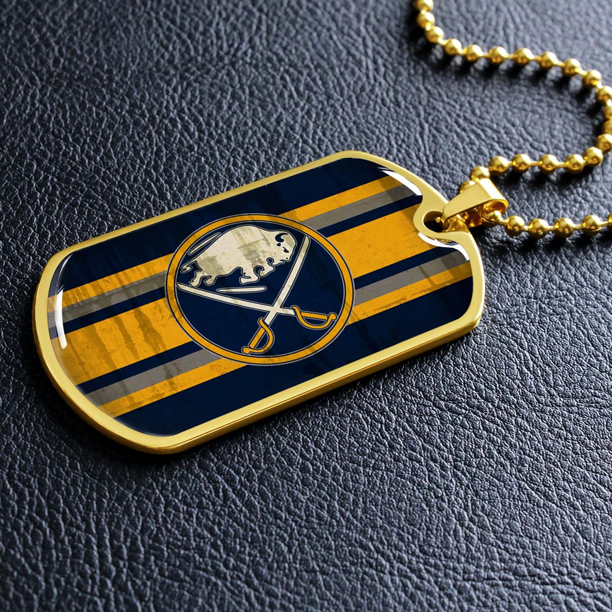 Hockey Dog Tag Necklace - HKD012 - Buffalo Sabres - Military Ball Chain