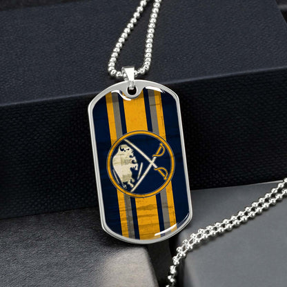 Hockey Dog Tag Necklace - HKD012 - Buffalo Sabres - Military Ball Chain