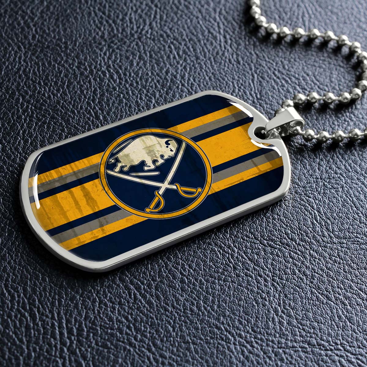 Hockey Dog Tag Necklace - HKD012 - Buffalo Sabres - Military Ball Chain