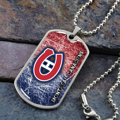 Hockey Dog Tag Necklace - HKD013 - Montreal Canadiens - Military Ball Chain