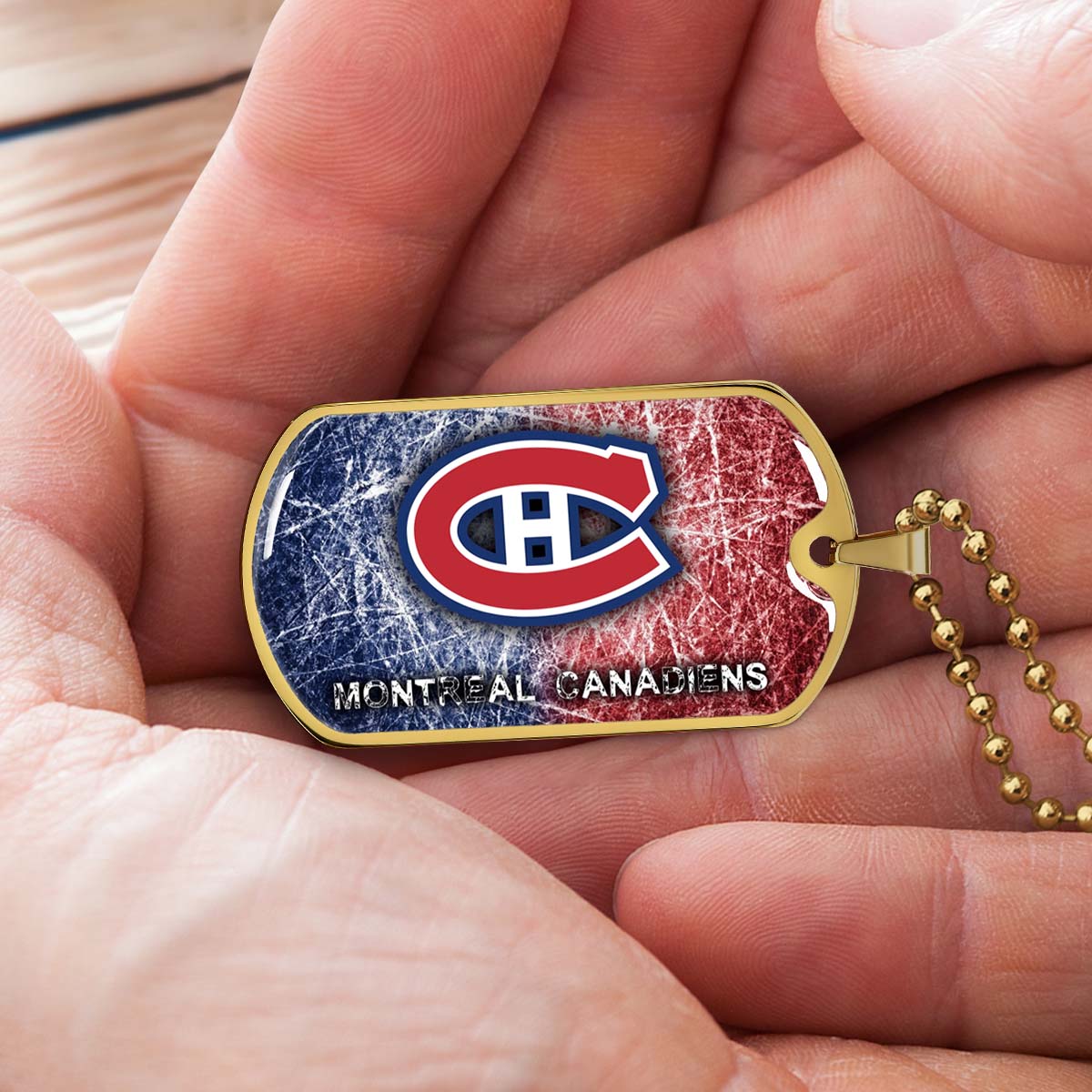 Hockey Dog Tag Necklace - HKD013 - Montreal Canadiens - Military Ball Chain