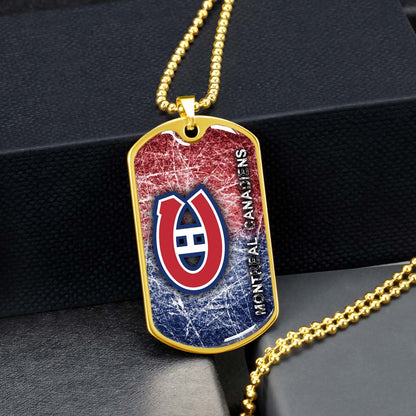 Hockey Dog Tag Necklace - HKD013 - Montreal Canadiens - Military Ball Chain