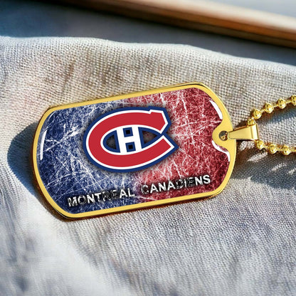Hockey Dog Tag Necklace - HKD013 - Montreal Canadiens - Military Ball Chain