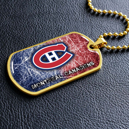 Hockey Dog Tag Necklace - HKD013 - Montreal Canadiens - Military Ball Chain