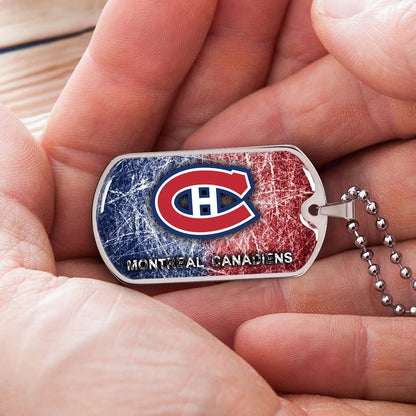 Hockey Dog Tag Necklace - HKD013 - Montreal Canadiens - Military Ball Chain