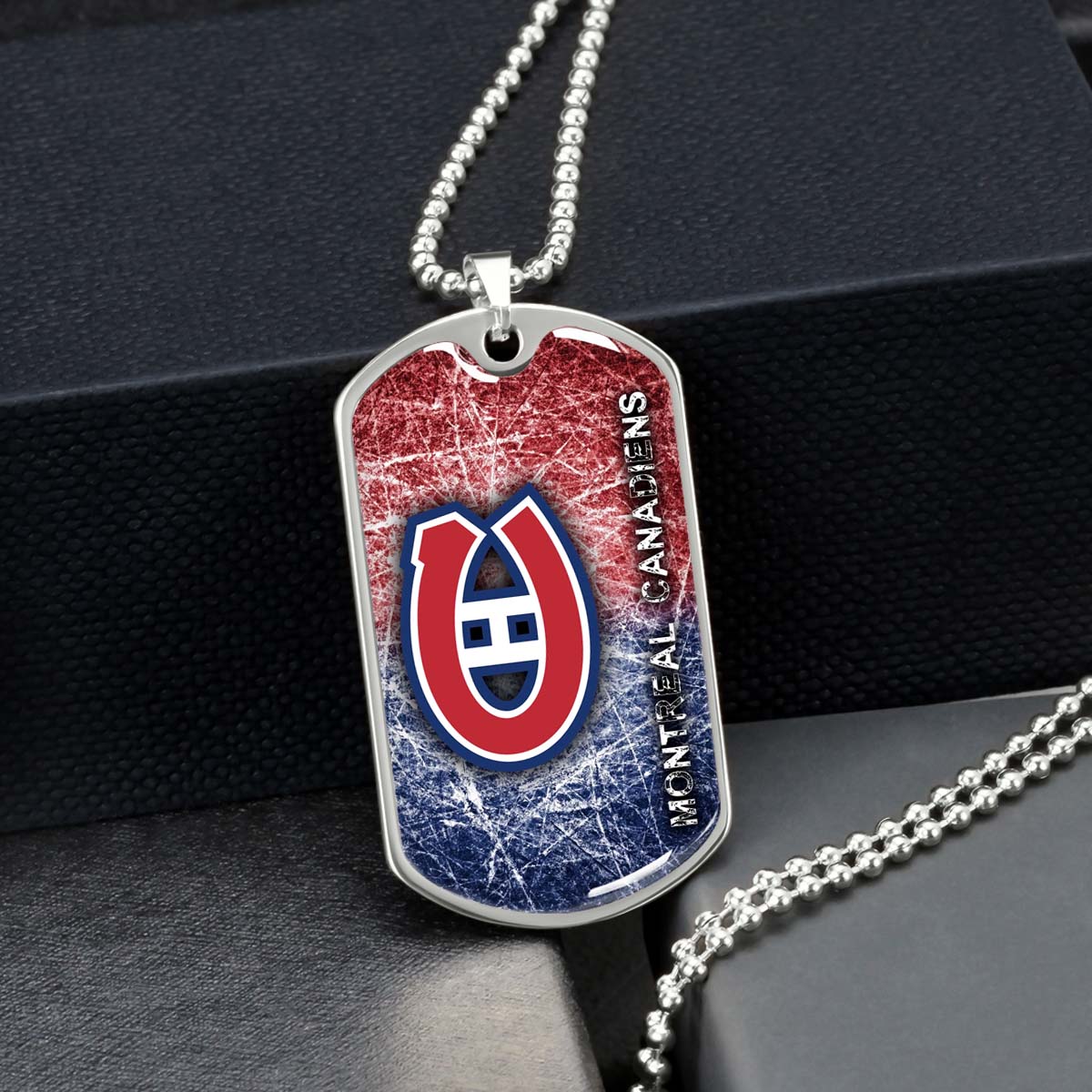 Hockey Dog Tag Necklace - HKD013 - Montreal Canadiens - Military Ball Chain